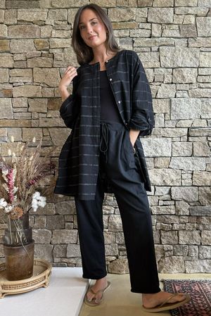 Porto Button Back Breton Tunic Black